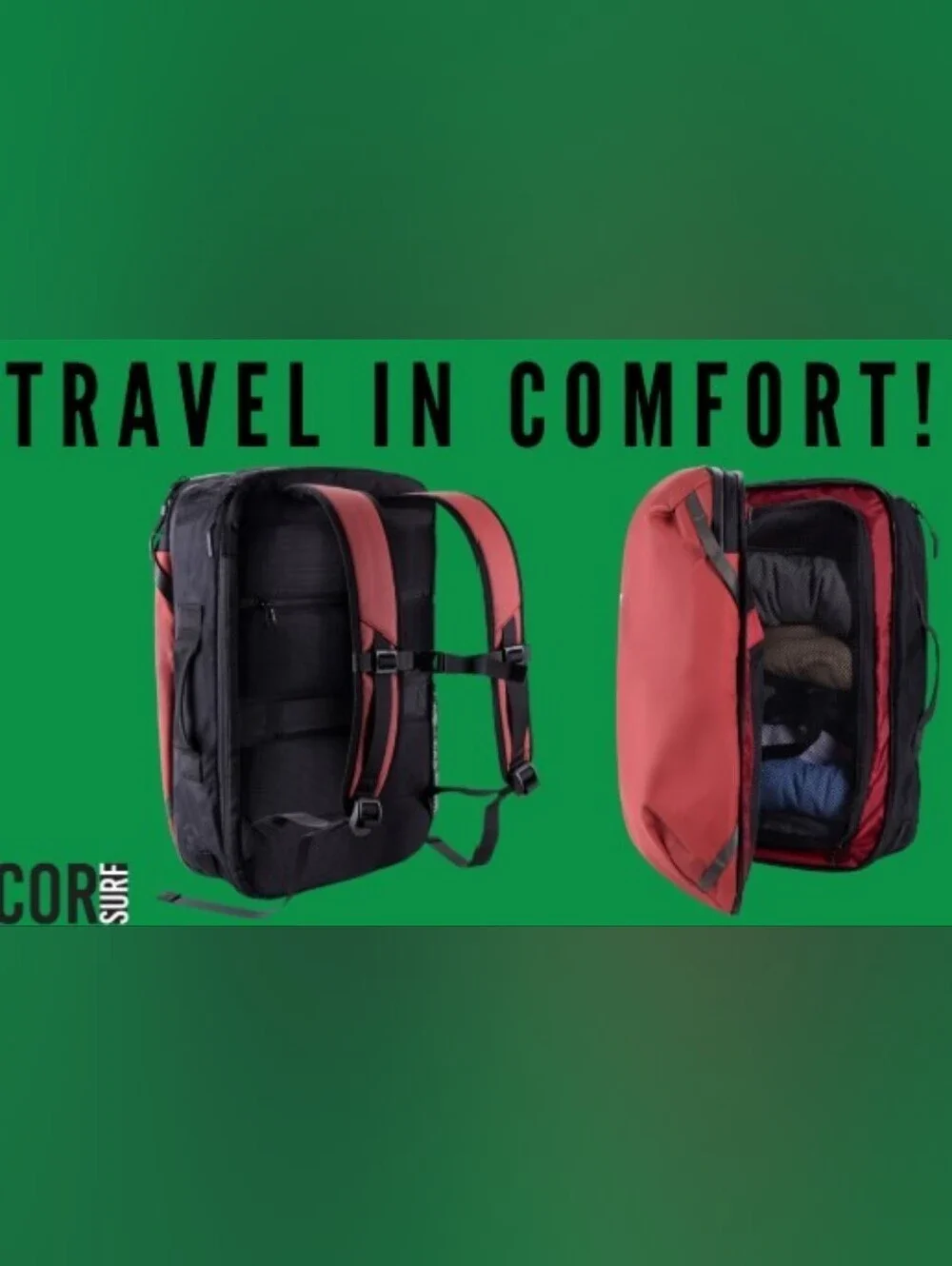 Red 28L COR Surf Travel Backpack $90 (retail $120)